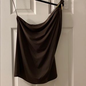 Michael Kors NWT one shoulder brown shirt